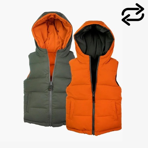 Appaman Reversible Vest in Harvest Green/Orange - Picture 2 of 4